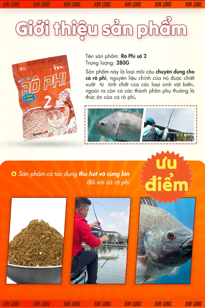 Mồi câu rô phi Kim Long số 2