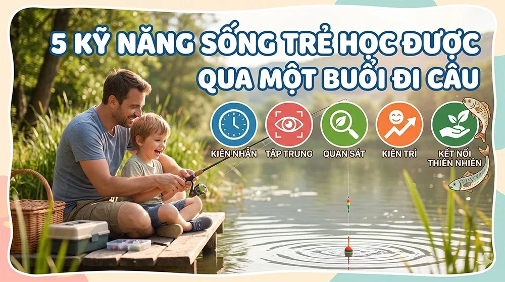 5 Kỹ năng sống trẻ học được qua một buổi đi câu